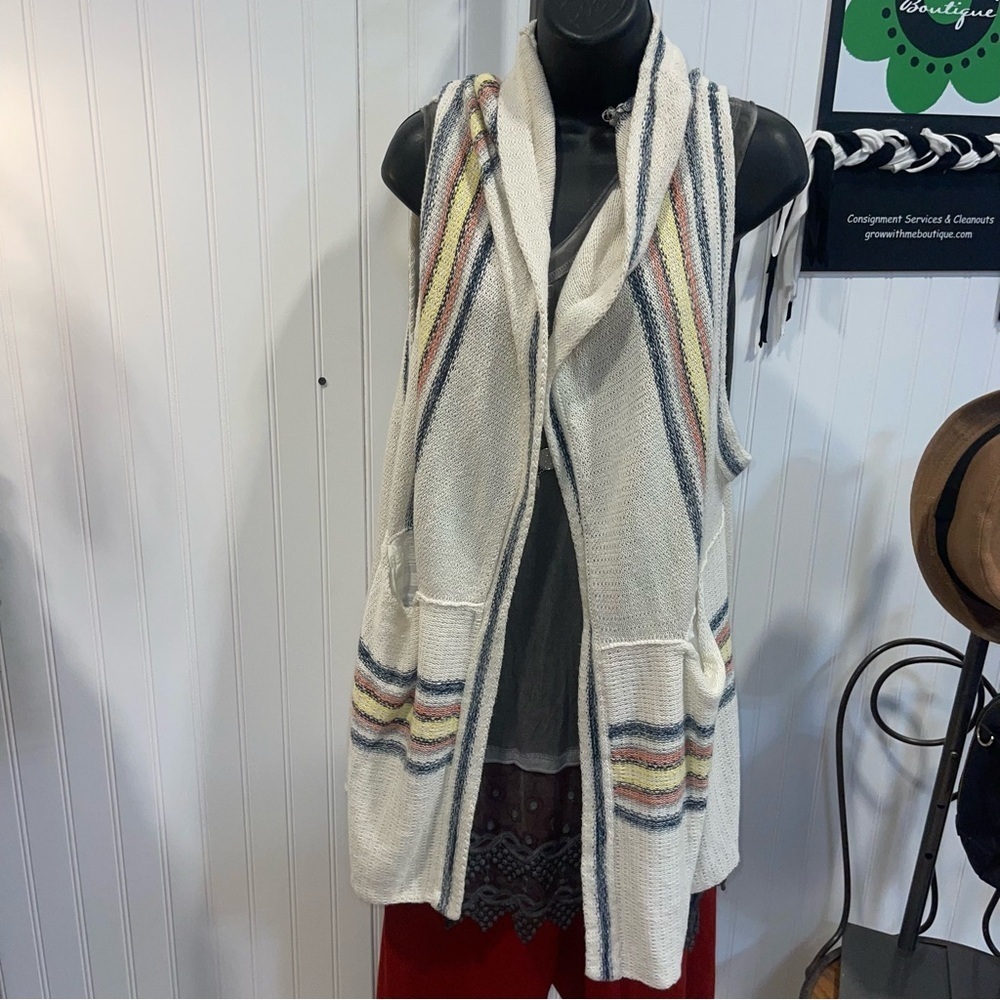 Free people Striped Open-Front Cardigan Sweater XS - Picture 4 of 6